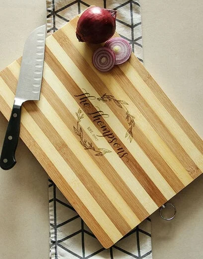 Personalised Wreath Wooden Chopping Board - Product image