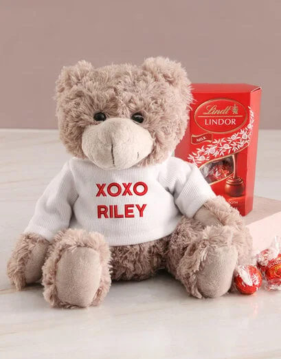 Personalised XOXO Teddy And Lindt Hamper - Product image