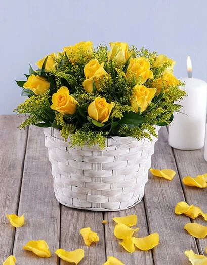 Petite Yellow Rose Basket - Product image