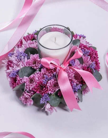 Pink and Purple Spray Sympathy Candle - Product image
