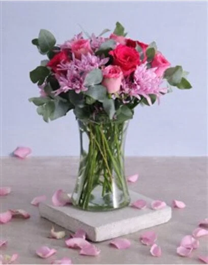 Pink Florals in Tall Vase - Product image