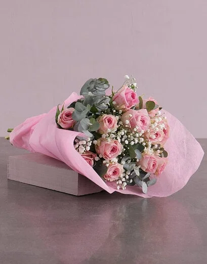 Pink Roses Bouquet in Pink Paper - Product image