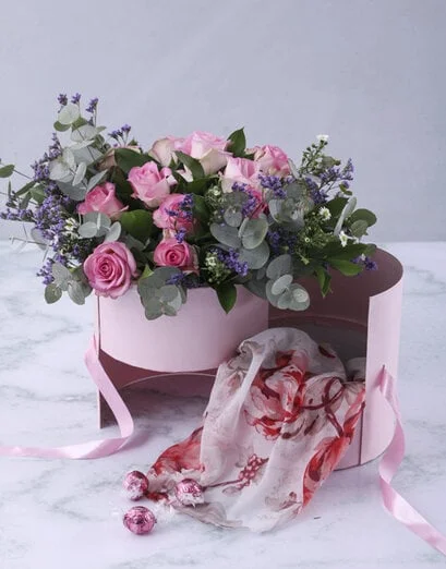 Pink Roses In Pink Surprise Box - Product image