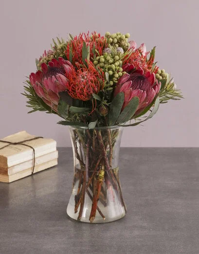 Protea Fantasia In A Glass Vase - Product image
