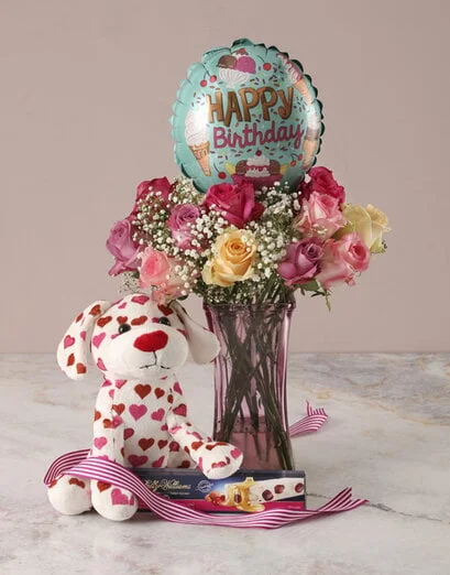 Puppy Love Happy Birthday Arrangement - Product image