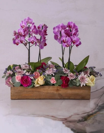 Purely Magical Mixed Blooms In Wooden Crate - Product image
