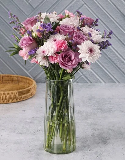 Purple Arrangement In Hex Vase - Product image