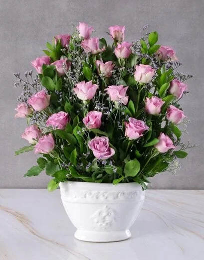 Purple Rose Enchantment In Ceramic Pot - Product image