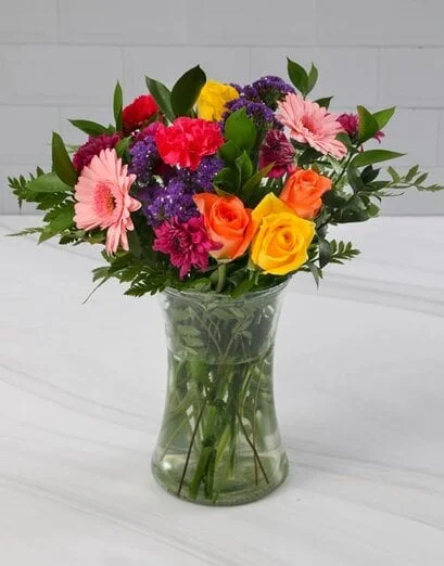 Radiant Rainbow Of Mixed Flowers Arrangement - Product image