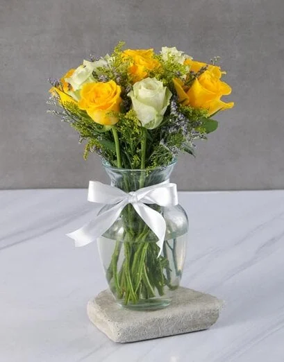 Radiant Rainbow Rose Arrangement - Product image