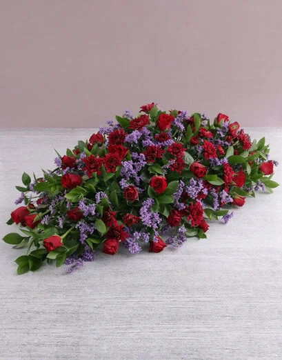 Red Rose and Purple Coffin Spray - Product image