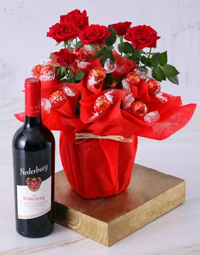 Red Rose Bush And Chocolates - Product image