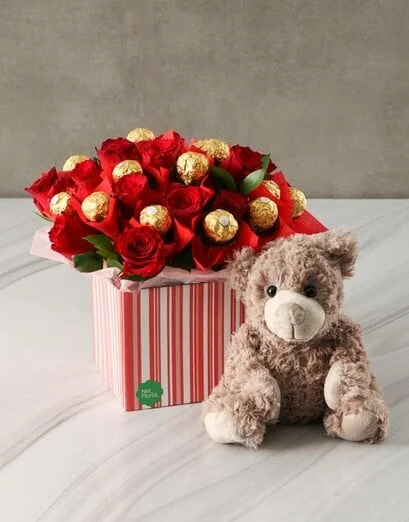 Red Roses And Ferrero Edible Arrangement - Product image