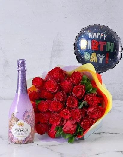Red Roses Happy Birthday Flower Bouquet - Product image