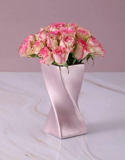 Roses In Rose Gold Vase - Product image