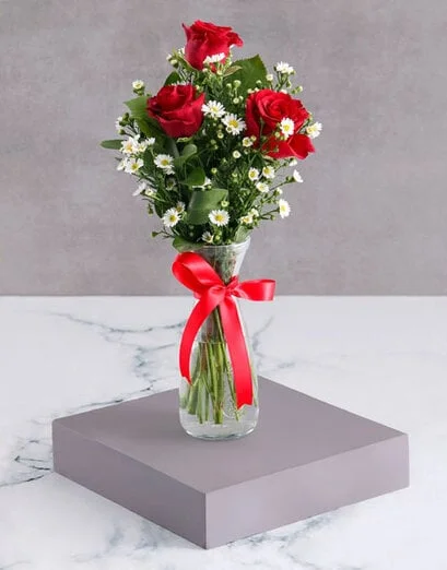 Satin Red Rose Arrangement - Product image