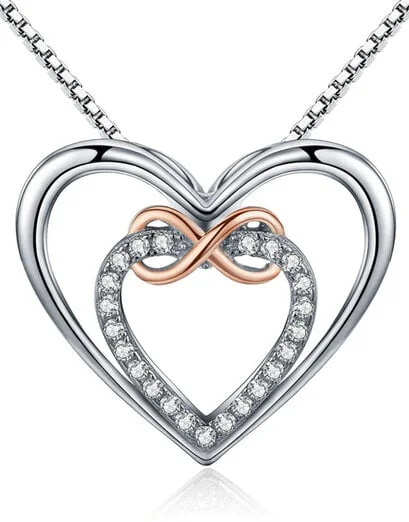Silver And Gold Heart Infinity Necklace - Product image
