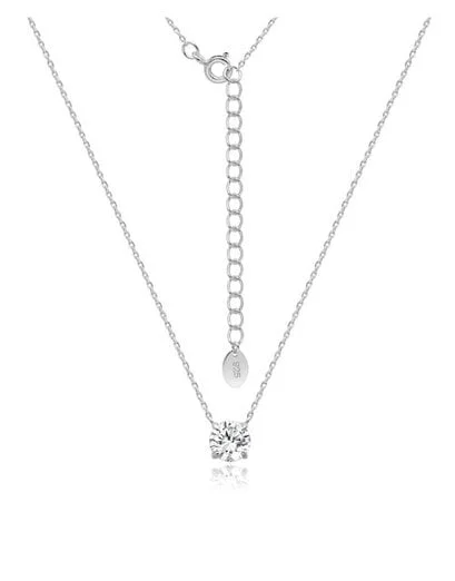 Silver CZ Round Claw Necklace - Product image