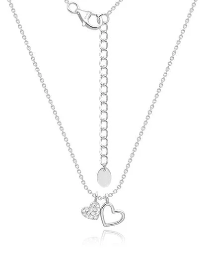 Silver Double Heart Pave Necklace - Product image
