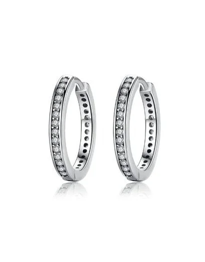 Silver Pave Hoop Earrings - Product image
