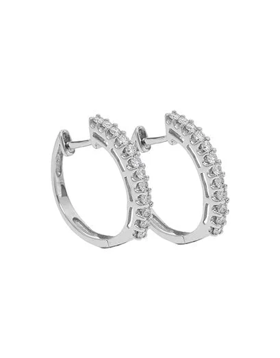 Silver Round Huggie Hoop Earrings - Product image