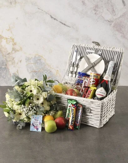 Special to Me Fruit Picnic Basket and Bouquet