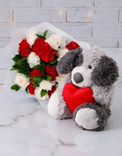 Striking Red and White Carnations - Product image