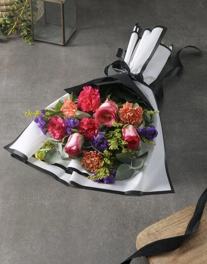 Sunset Rose And Carnation Bouquet - Product image
