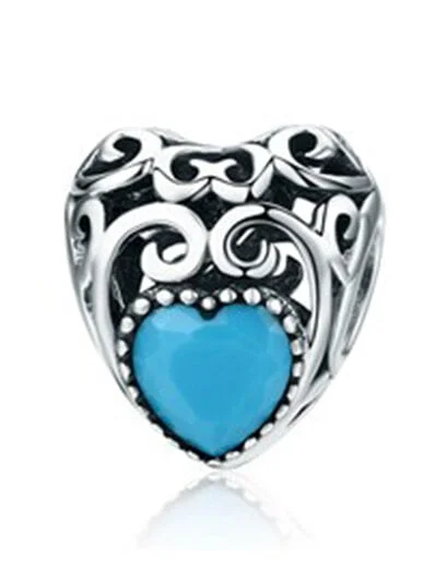 Turquoise December Birthstone Heart Charm - Product image