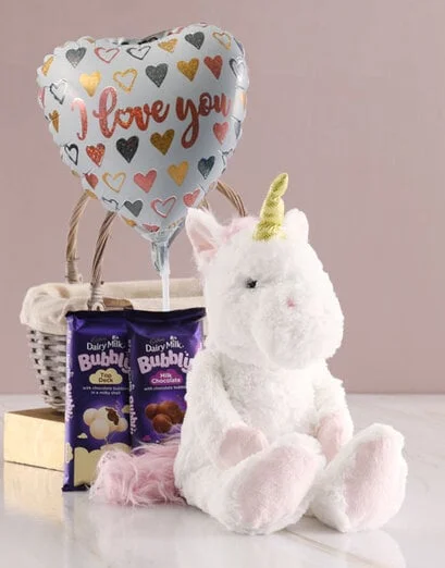 Unicorn Chocolate Basket With Balloon - Product image