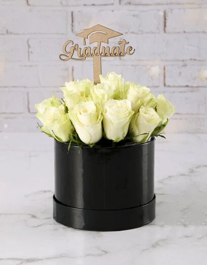 White Blooms Graduation Arrangement - Product image