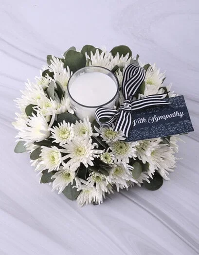 White Spray Sympathy Candle - Product image