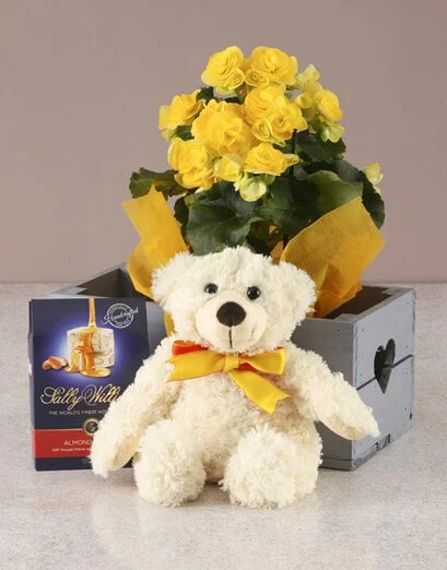 Yellow Begonia Bliss Heart Crate - Product image