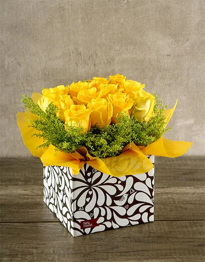 Yellow Roses in Designer Box - Product image