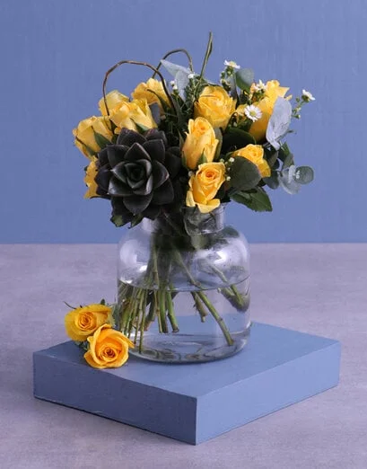 Yellow Roses In Vase - Product image