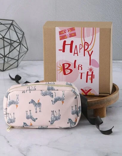 Zebra Cosmetic Bag Birthday Gift Box Set - Product image